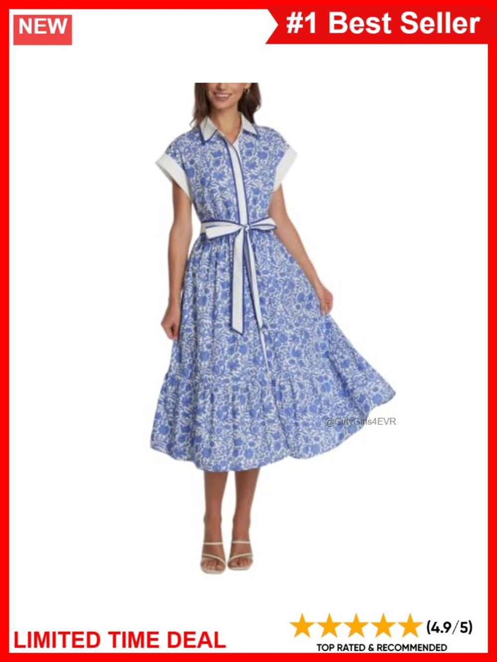 Womens Floral Print Fall Midi Shirt Dress 100% Cotton Button Front